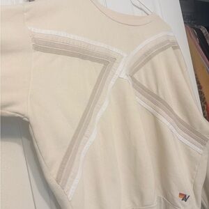Aviator Nation Cream Sweatshirt with Stripes